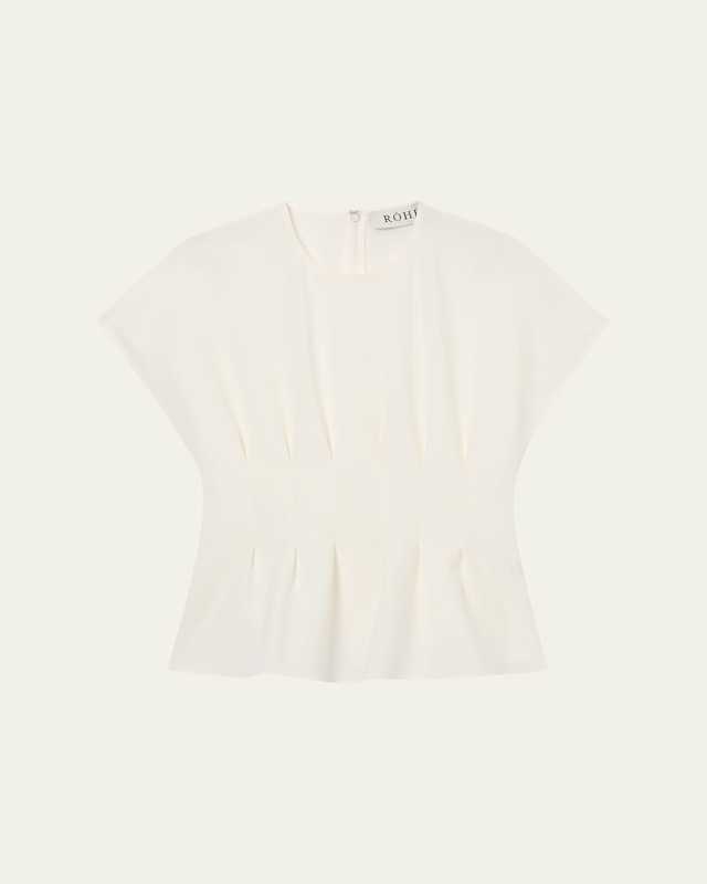 Short-Sleeve Sculptural Waisted Top